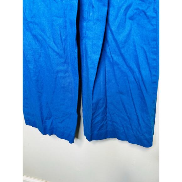 EUDON CHOI COLLECTIVE Blue Linen Blend Wide Leg Button Front Pants Size 2 - Picture 11 of 16